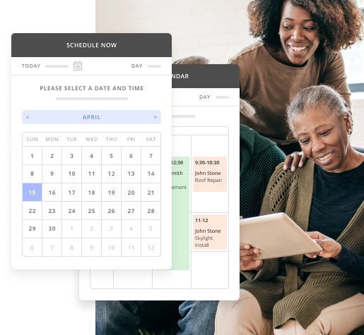 Older Family Using a Tablet to Schedule an Appointment with an Estate Planning Lawyer Using Thryv's Scheduling Tool
