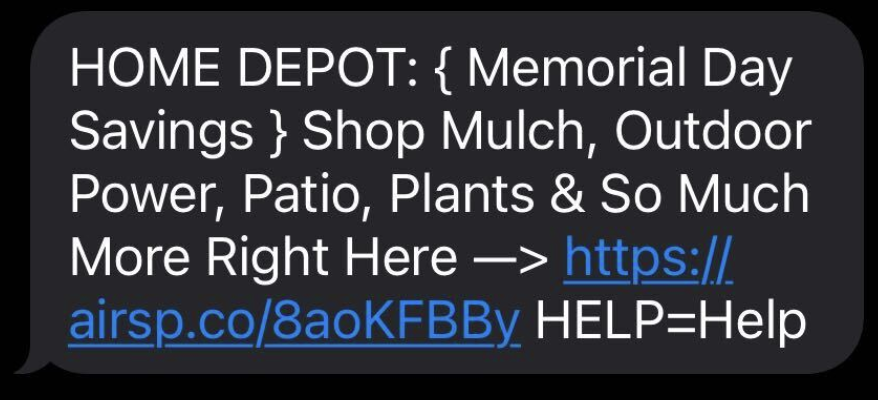 memorial day marketing text chain