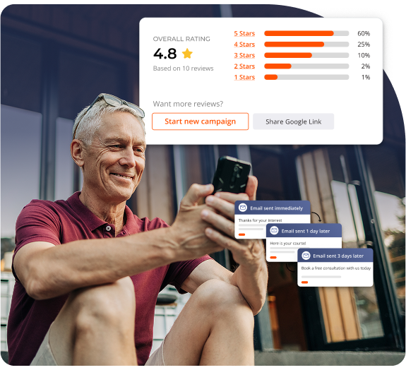 Customer looking at business stats
