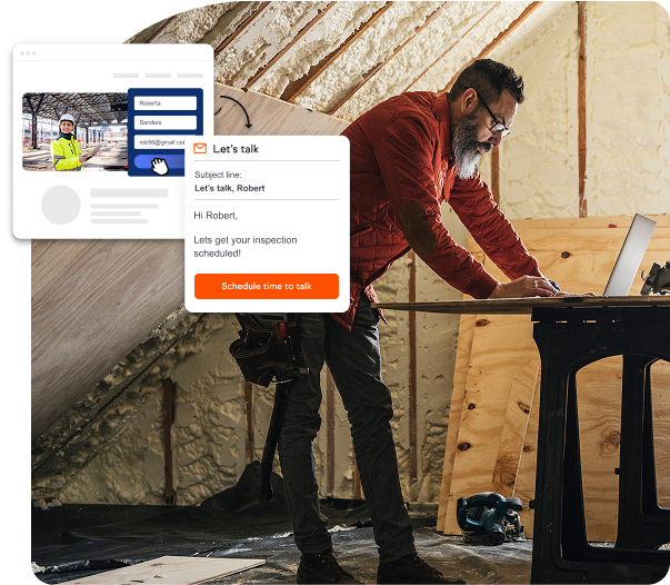 The customer is setting up his appointment with the construction company