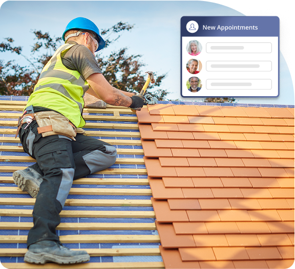 Roofer working on the rooftop