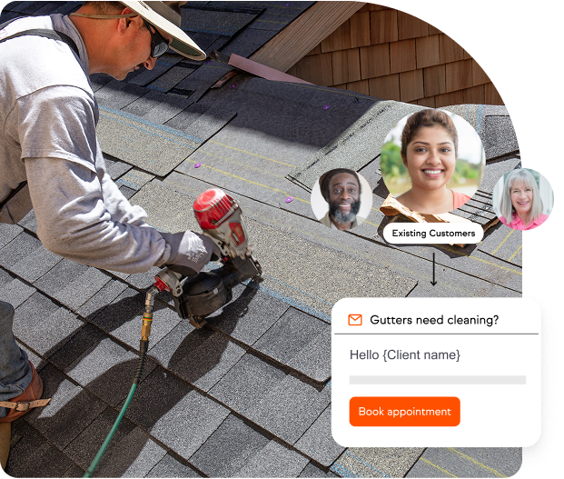 Roofing technician working on the roof