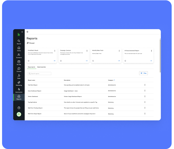 Online Reporting - Desktop view