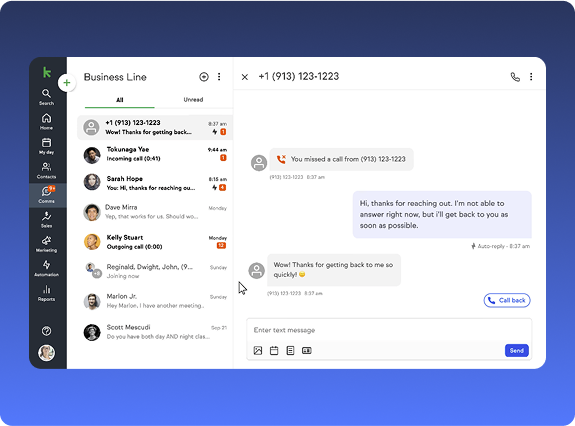 Keap App - Desktop view