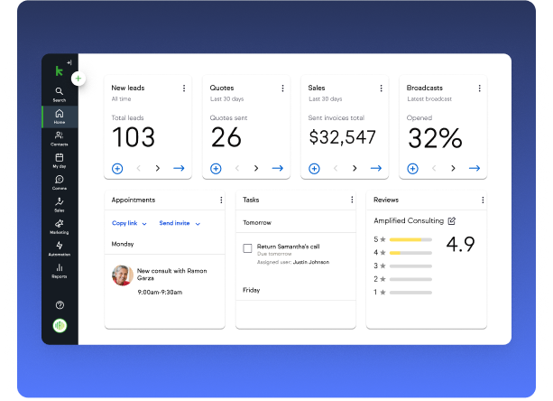 Keap App - Desktop view