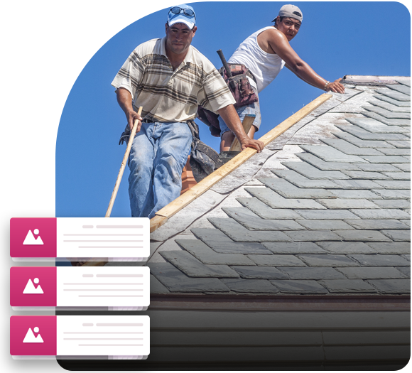 Two men on a roof finishing a new roofing job 