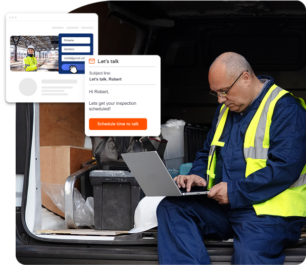 The customer is setting up his appointment with the construction company