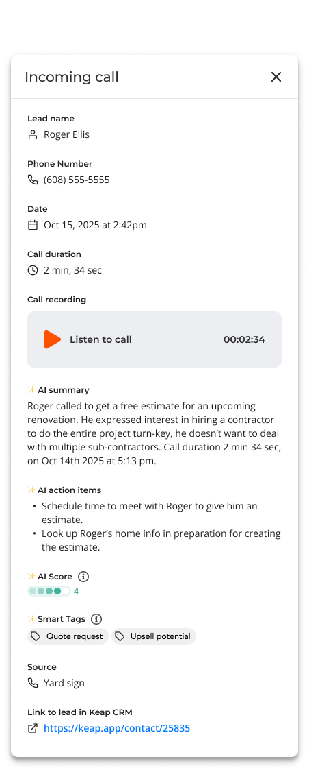 AI Lead Insights Activity Modal