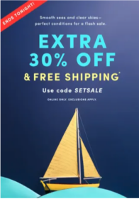 Why it works: J. Crew Factory takes advantage of good sailing weather to create urgency that ties to real life. If you need some sailing clothes, and it’s good sailing weather, and you’re a sailor, this is an irresistible offer. To pull this off, you need to have your segmentation dialed in.