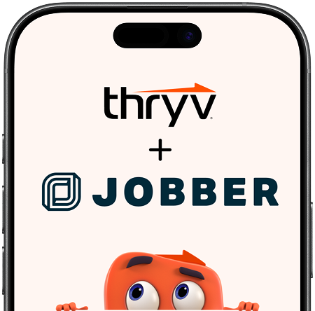 mobile phone displays Thryv + Jobber Integrate