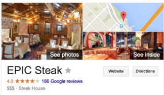 Epic Steak House Google Listing