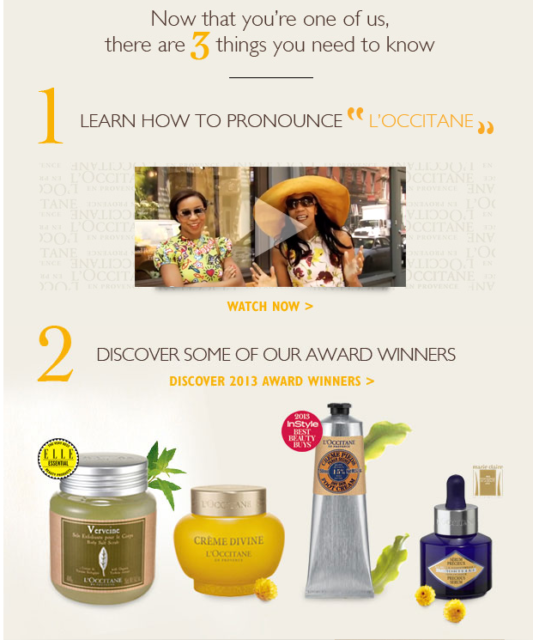 LOccitane Welcome Message 2