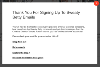 Sweaty Betty Confirmation