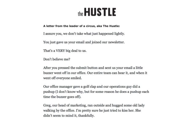 Welcome Message from The Hustle