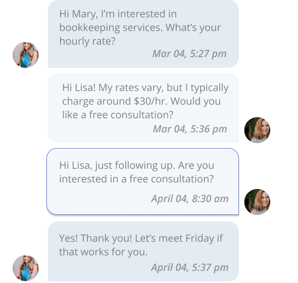 An automated response to a business services client about their appointment in Thryv