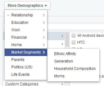 Facebook Ad Targeting - Market Segments