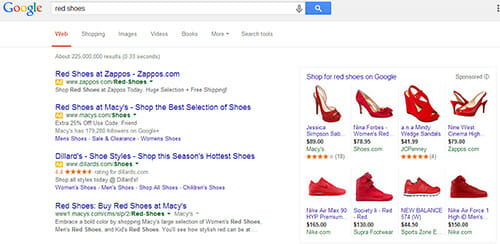 Google Search for Red Shoes