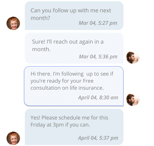 Automated texts for insurance clients in Thryv