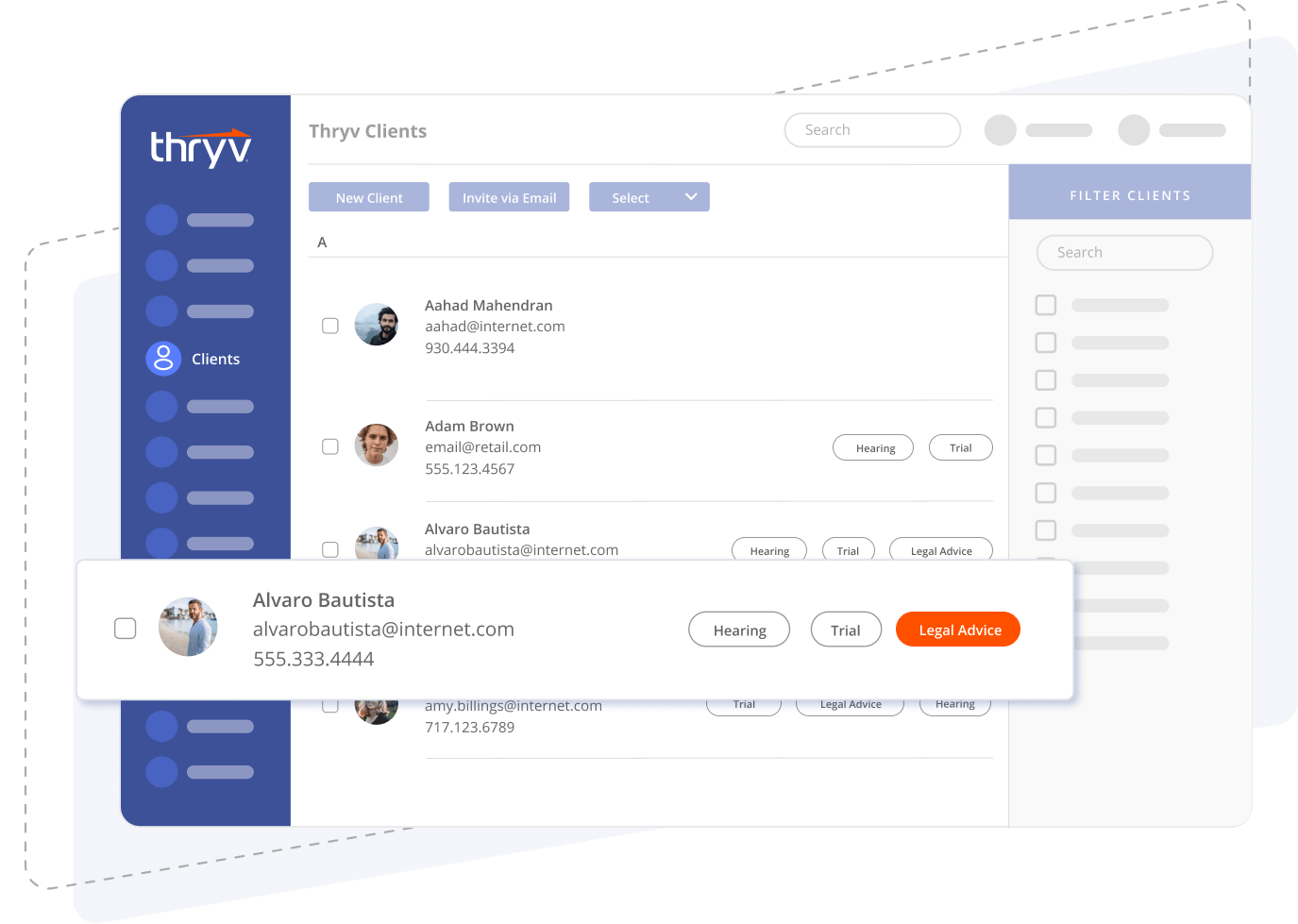 Searching for legal service clients using custom tags in Thryv