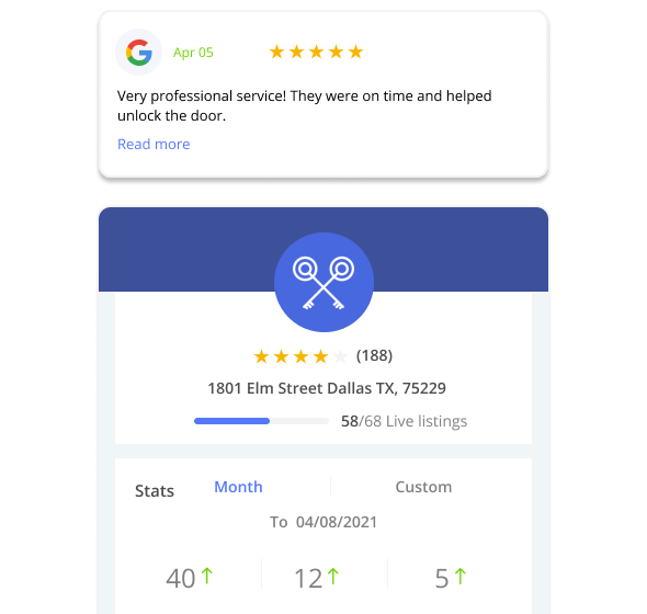 Managing reviews for a locksmith in Thryv
