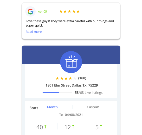 Managing reviews for moving and storage services with Thryv