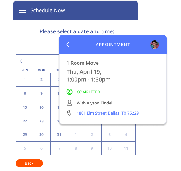 Managing appointments for moving and storage services with Thryv