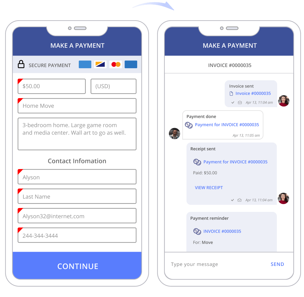 Managing estimates invoicing, payments, and receipts for moving and storage services with Thryv