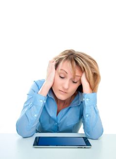 online research on tablet - frustrated