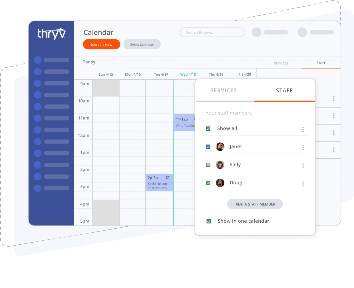 Managing a staff calendar for a restaurant in Thryv