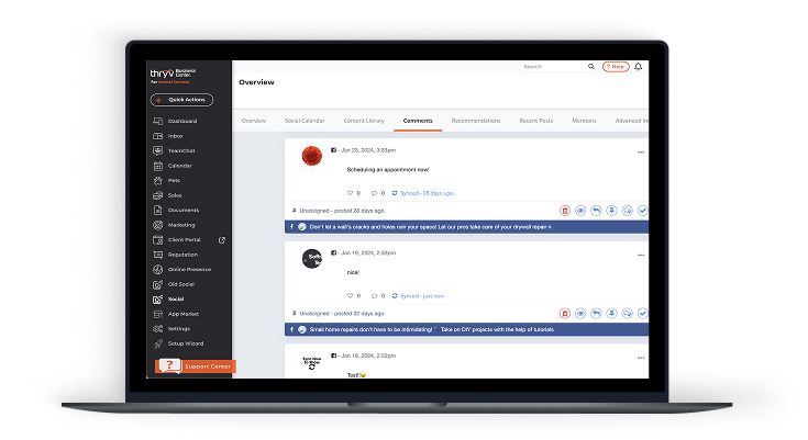 Laptop displaying social media management